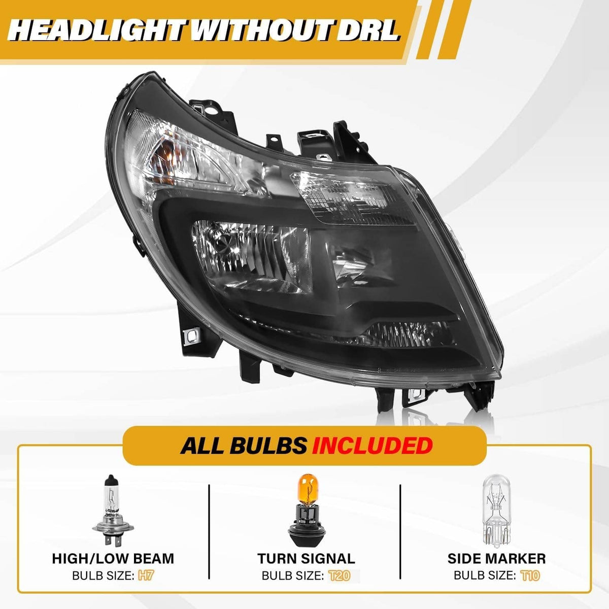 Solidspare Black Left & Right Headlights w/DRL For 14-22 Dodge Ram ProMaster 1500 2500 3500
