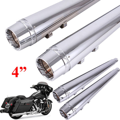 Solidspare DNA 4" Megaphone Slips-On Mufflers Exhaust Pipes For 95-16 Harley Touring Chrome