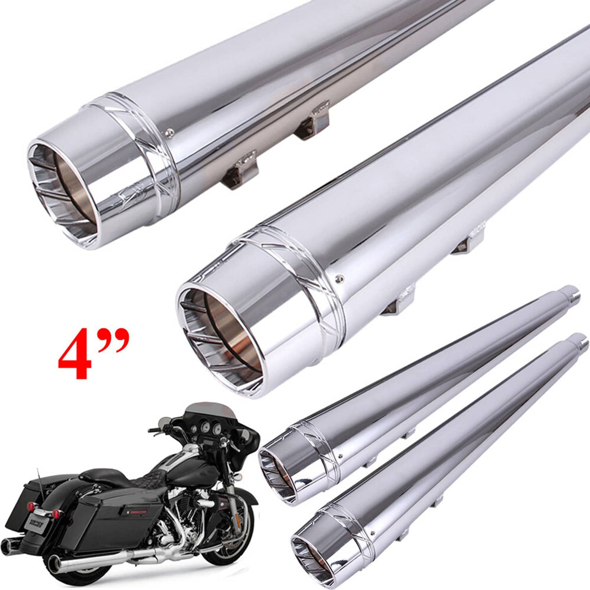 Solidspare for Harley Touring 95-16 Megaphone Slip-On Mufflers Exhaust Pipes Electra Glide