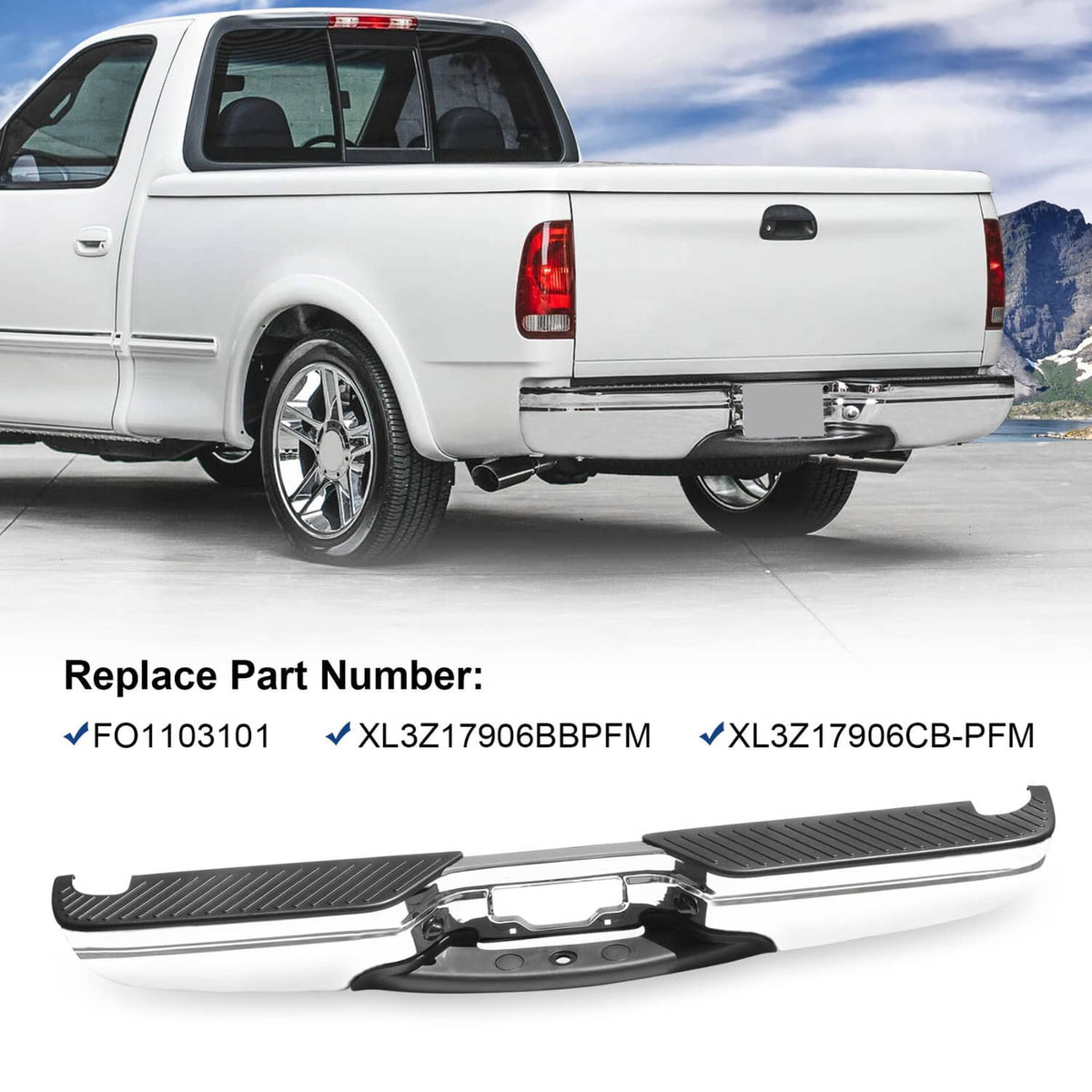Solidspare New Rear Step Bumper Assy Chrome For 97-04 Ford F-150 97-99 F-250 FO1103101