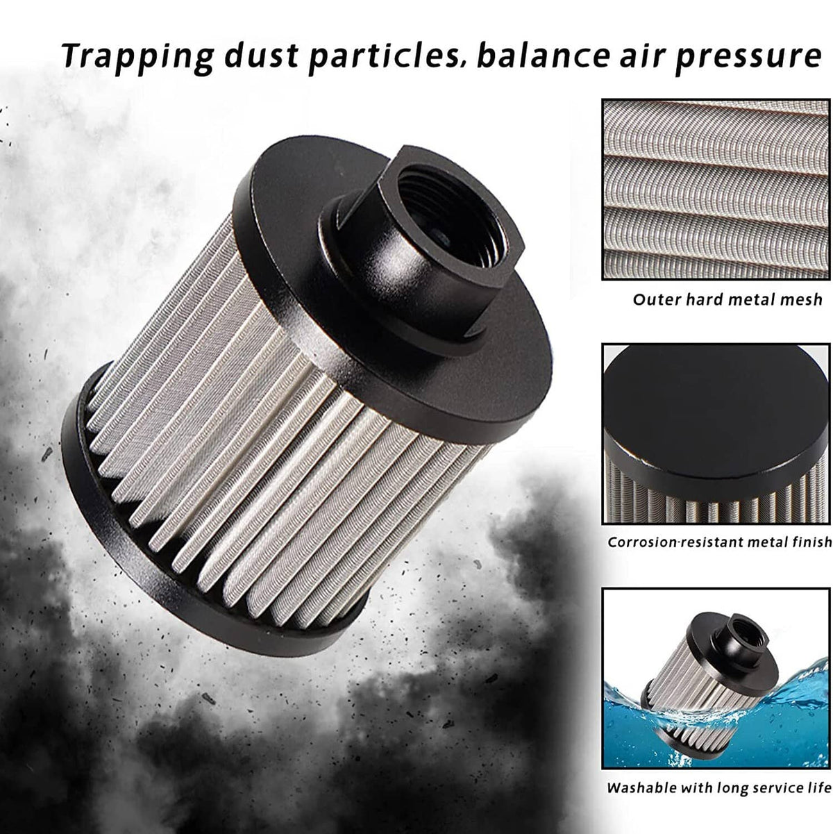 Solidspare 1L Oil Catch Can Reservoir Tank Breather Filter Baffled w/ 10AN Fuel Line Kit