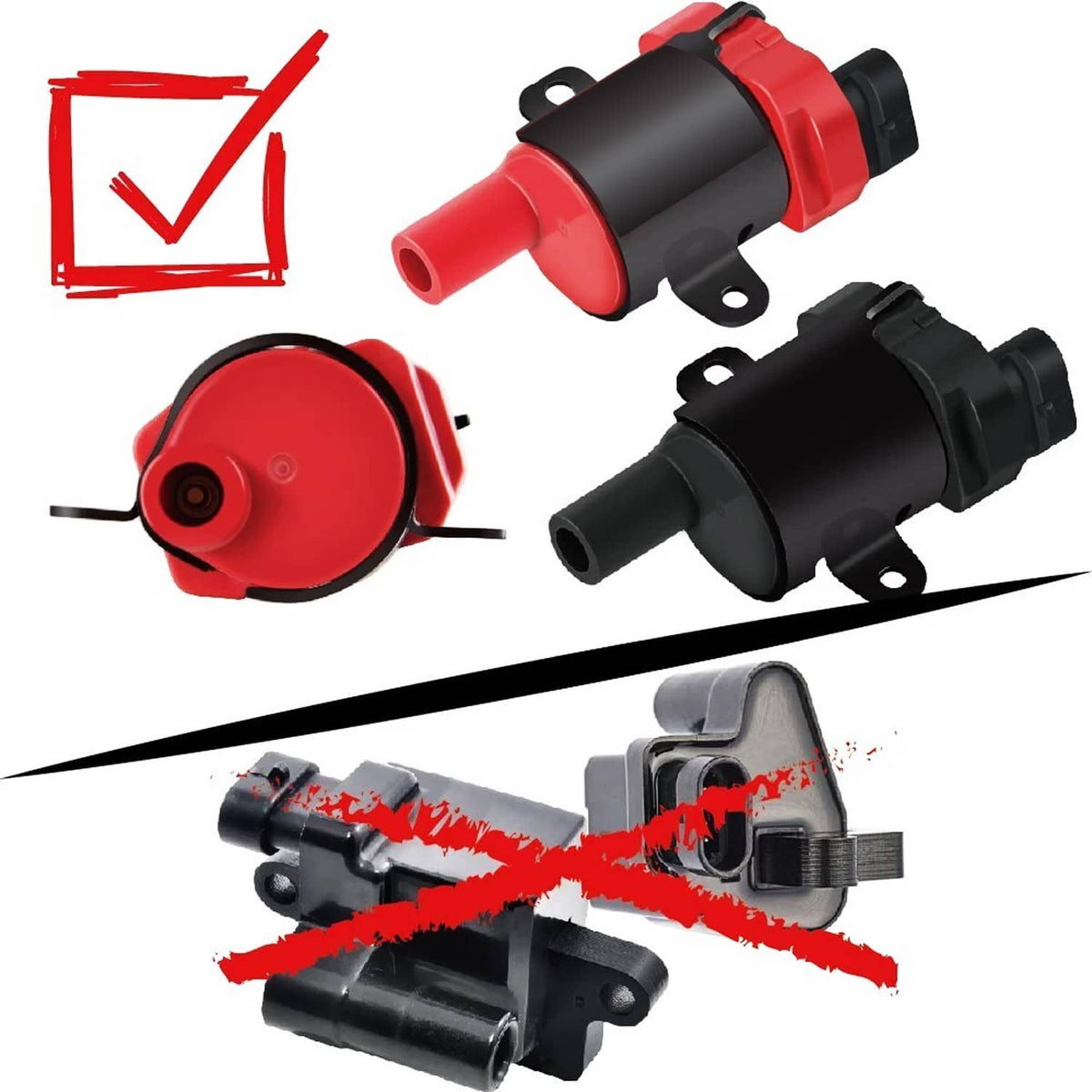 Solidspare 8 Set Round Ignition Coil and Spark Plug Wire For Chevy Silverado 1500 2500 GMC