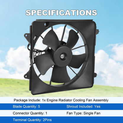 Solidspare 620-253 Radiator Cooling Fan Assembly Driver Side For Honda Civic 1.8L 2006-2011