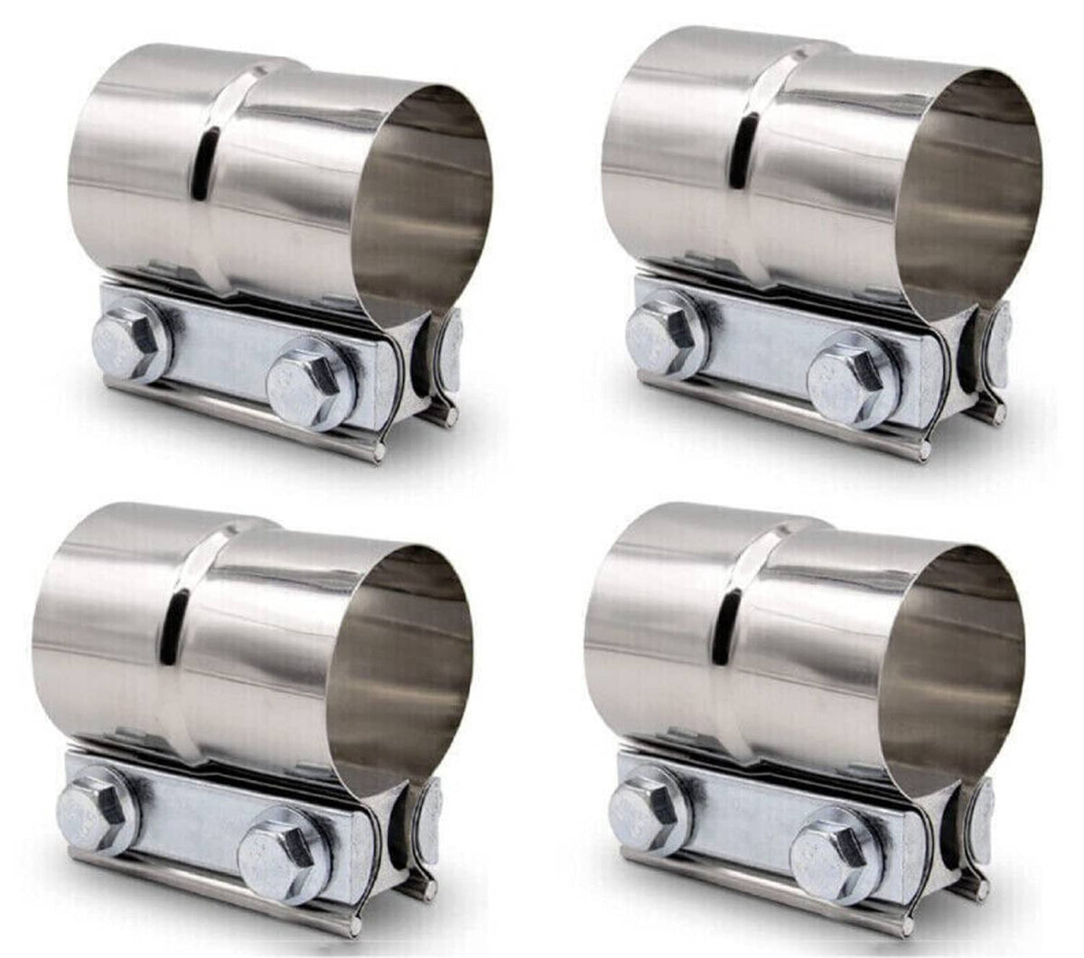 Solidspare 4Pcs New Stainless Lap Joint Exhaust Clamp Sleeve Band For 2.5" 2 1/2" OD Pipe