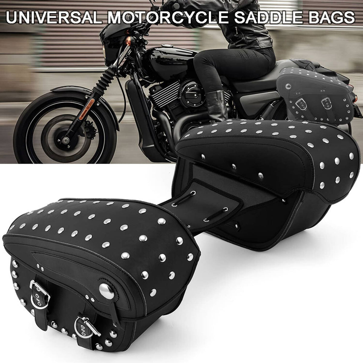 Solidspare Universal Motorcycle Saddle Panniers Tool Pouch Side Bag For Harley Honda Suzuki