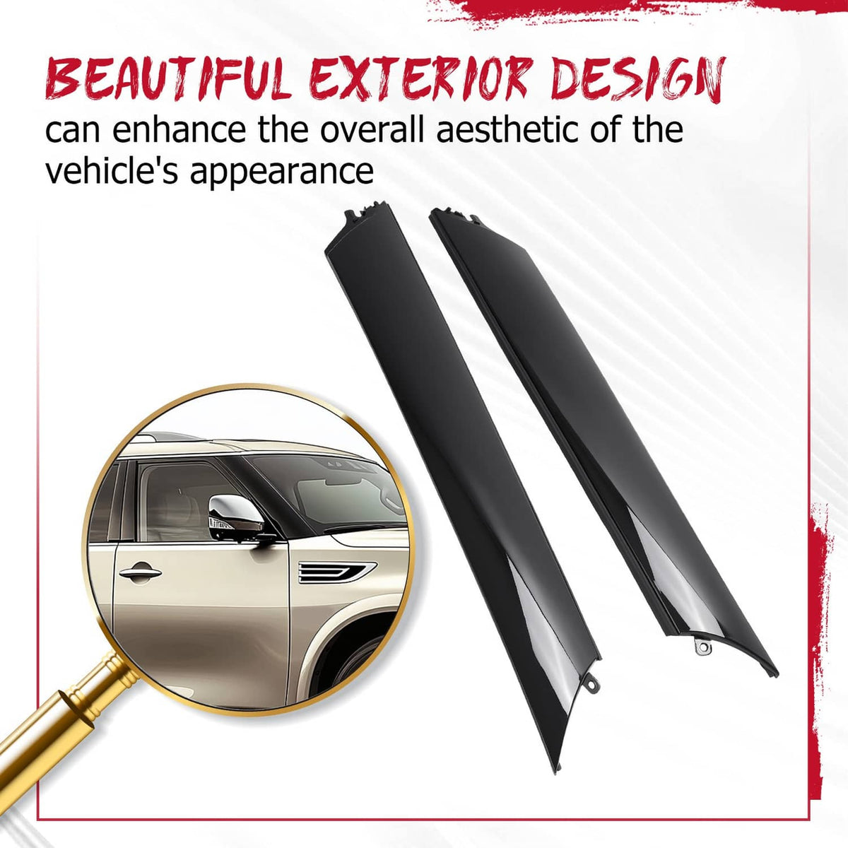 Solid Spare For Infiniti QX56 QX80 Nissan Armada 11-22 Windshield Trim Pillar Molding 2Pcs