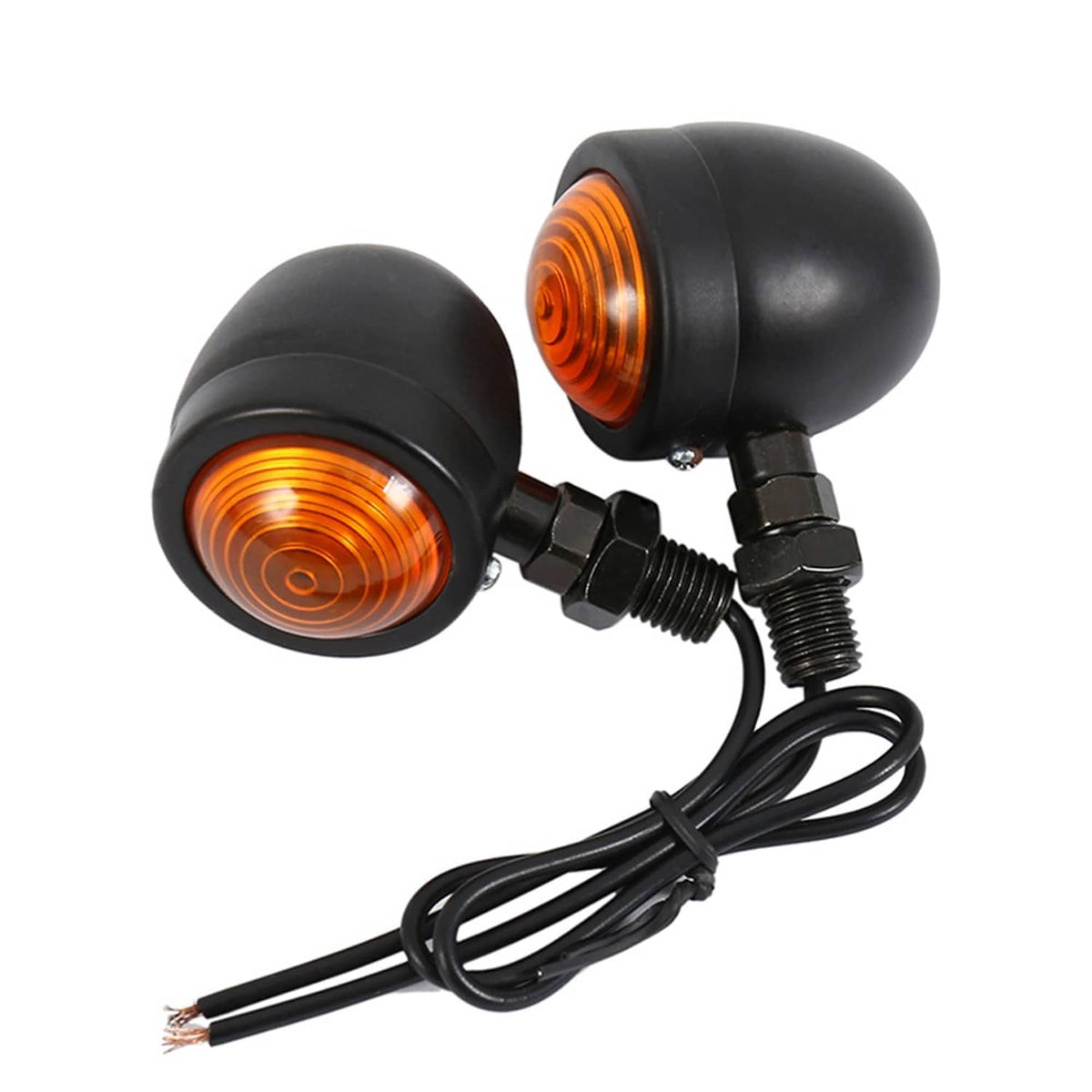 Solidspare 2x Black Motorcycle Turn Signal Bullet Blinker Indicator Lights For Harley Honda