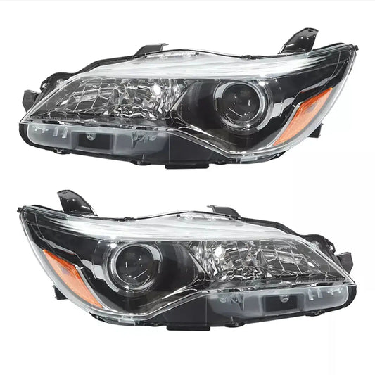 Solid Spare For 2015-2017 Toyota Camry LE SE Left+Right Halogen Headlamp Black Headlight Set