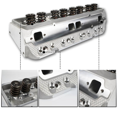 Solidspare Complete Aluminum Cylinder Head For SBC Chevy 350 190cc 64cc 2.02/1.60 Angle
