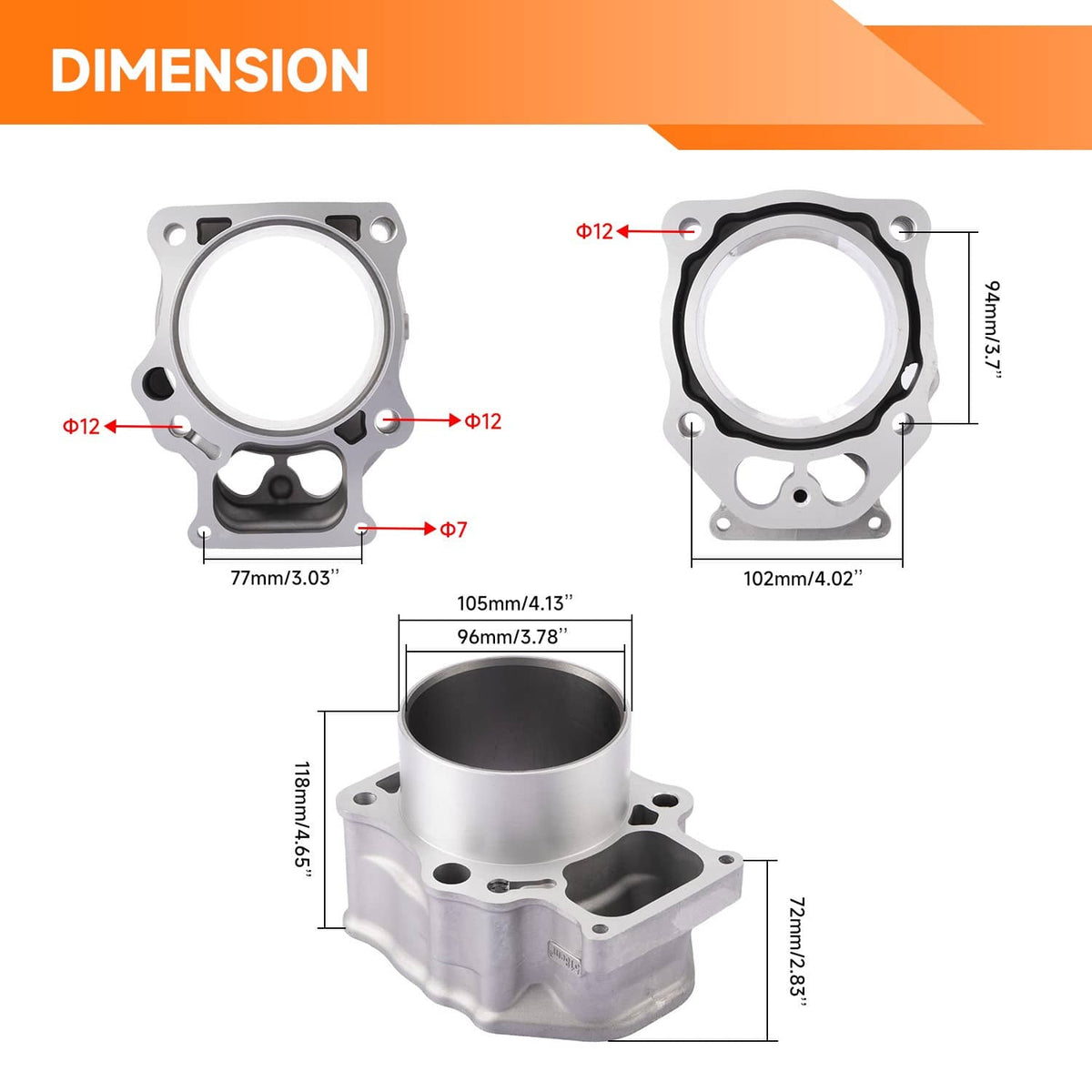 Solidspare Cylinder Piston Gasket Top End Kit Fit  for Honda TRX520 TRX 520 Foreman 2020-24