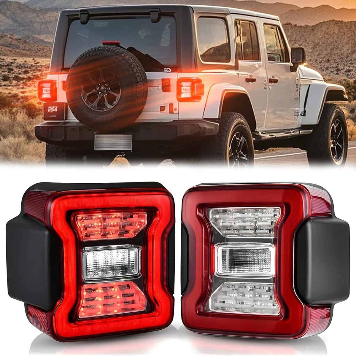 Solidspare Rear Brake Turn Signal Lamps LED Tail Lights For Jeep Wrangler JK JKU 2007-2018