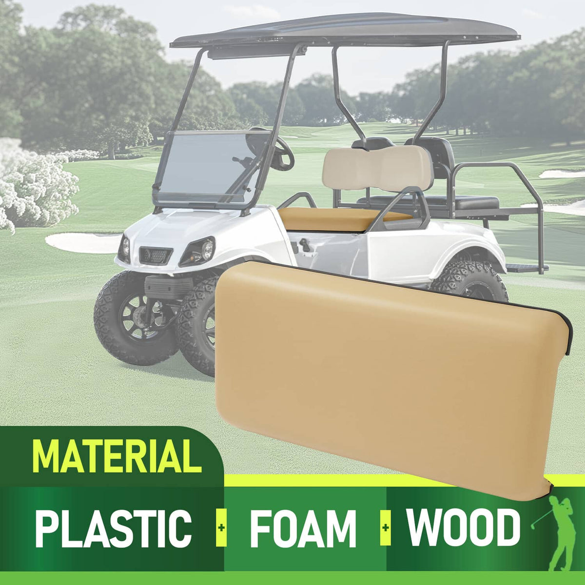 Solidspare Tan Golf Cart Front Seat Bottom Cushion For Club Car DS 2001-2012 #102174201