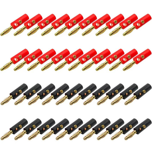 Solid Spare 40Pcs Gold Plated Banana Plugs Audio Jack Speaker Wire Cable Screw Connector 4mm