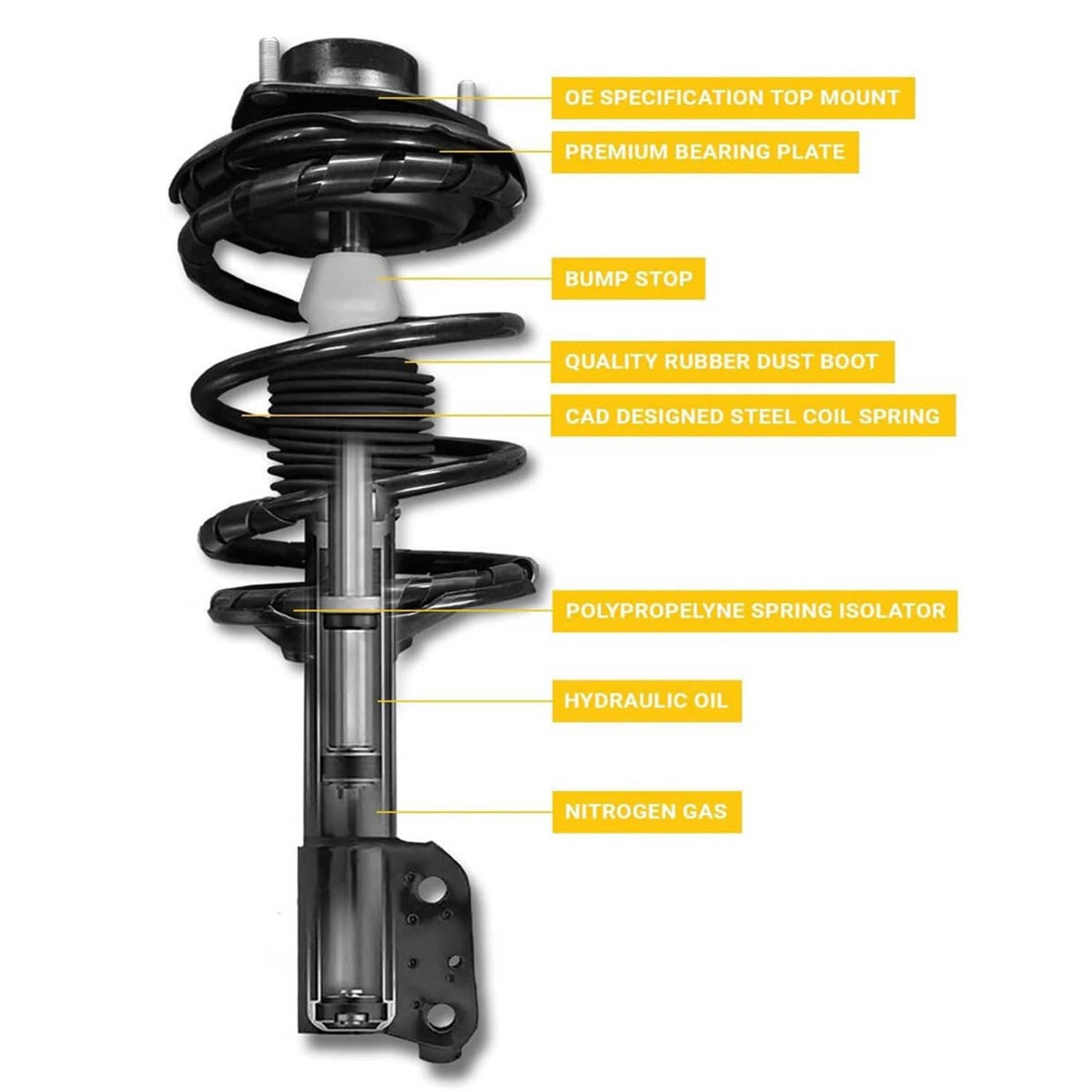 Solidspare New 4Pcs Front & Rear Complete Shocks Struts For 2008-12 Honda Accord 2.4L 3.5L