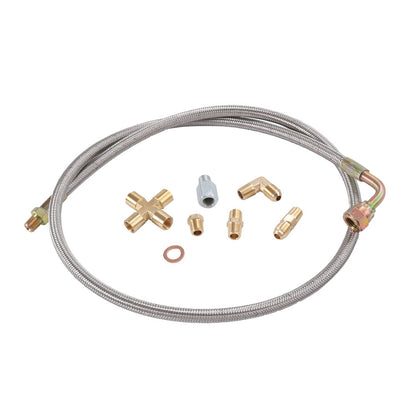 Solidspare 41" TURBO 90 DEGREE OIL FEED LINE KIT T4 T3 T04E T60 T70 GT35 GT45 1/8 NPT -4AN
