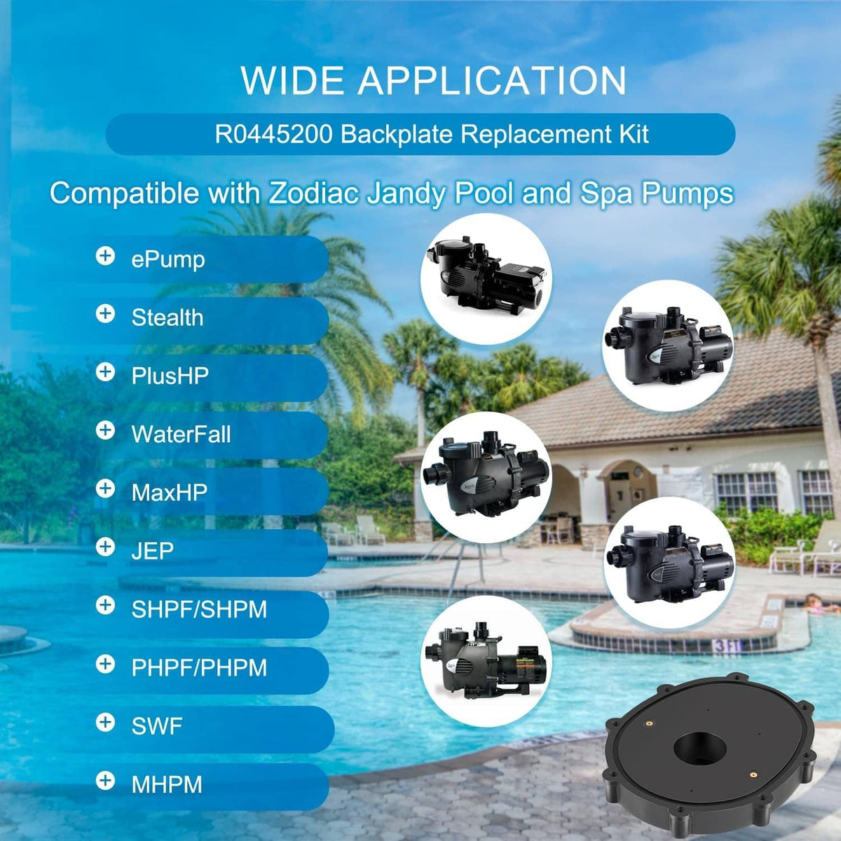 Solid Spare Replace R0445200 Backplate Kits for Zodiac Jandy Pool & Spa Pumps ePump, Stealth