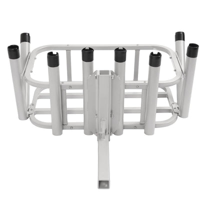 Solid Spare Heavy Duty Fishing Rod Rack Rod Holder 2" Receiver Hitch Mount w/Notch Caps