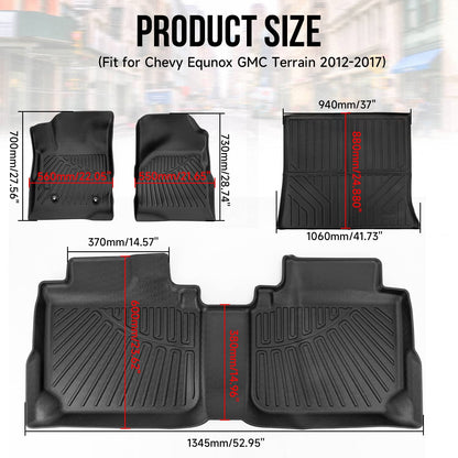 Solidspare Floor Mats & Cargo Liner Fit for 2012-2017 Chevy Equinox & GMC Terrain Full Set