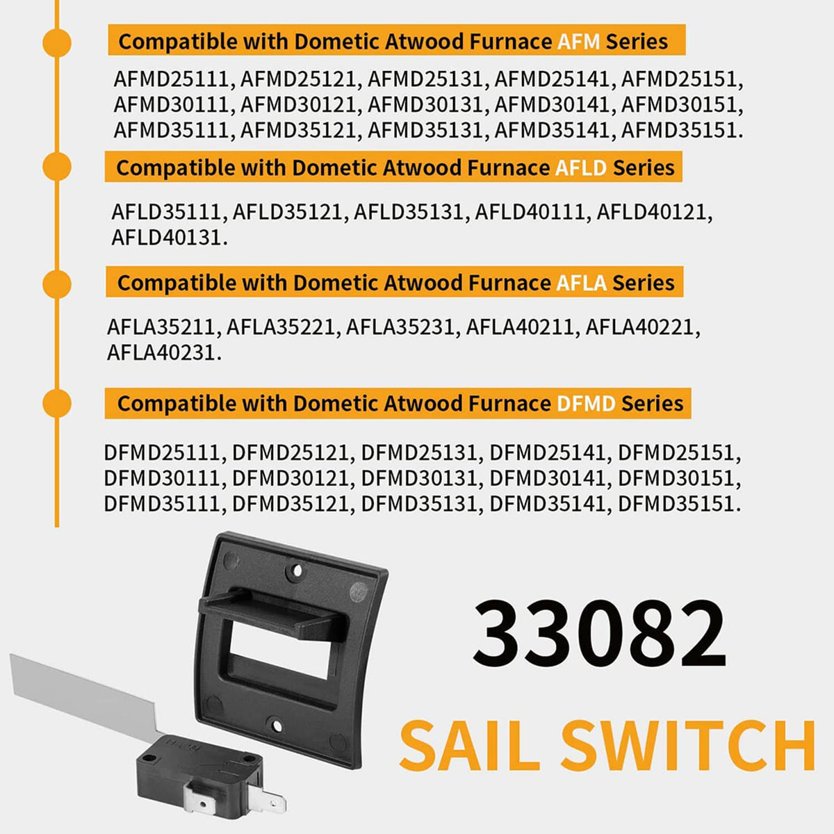 Solid Spare Sail Switch with Bracket Upgrade Kit for RV Furnace Replace Dometic Atwood 33082