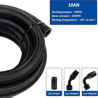 Solidspare Oil Catch Can Reservoir Tank 10AN 2 Port Dual Breather Filter Baffled+ 10FT Hose