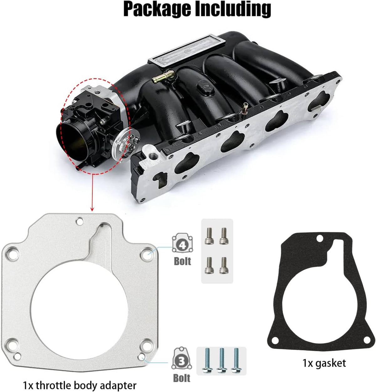 Solidspare Billet Throttle Body Adapter 4 Bolt Intake to 3 Bolt For LS2 LH6 L92 L76 LY2 LY5