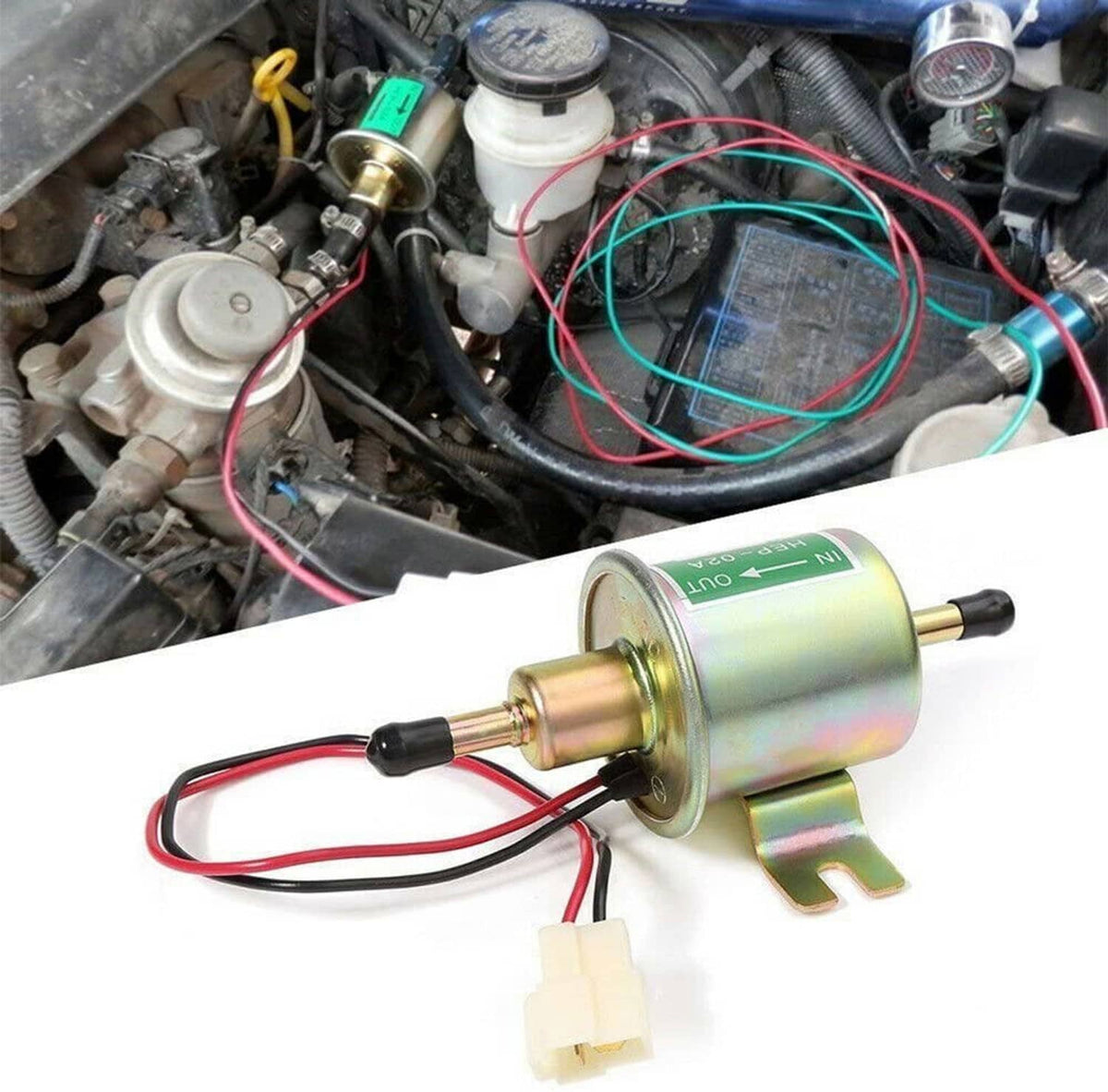 Solidspare 2Pcs 12V Electric Fuel Pump HEP-02A Universal Inline Low Pressure Gas Diesel