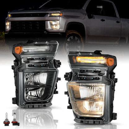 Solidspare Pair Halogen Headlights w/Bulb For 2024-2025 Chevy Silverado 2500HD 3500HD L+R