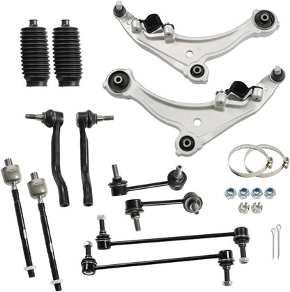 Solidspare 12Pcs Front Lower Control Arm Tie Rod Sway Bar Kit For 2009-2014 Nissan Maxima