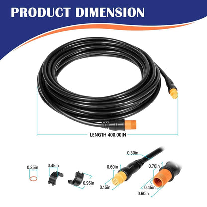 Solidspare Replacement for Garmin 010-11617-42 Transducer Extension Cable - 30' (12 Pin)