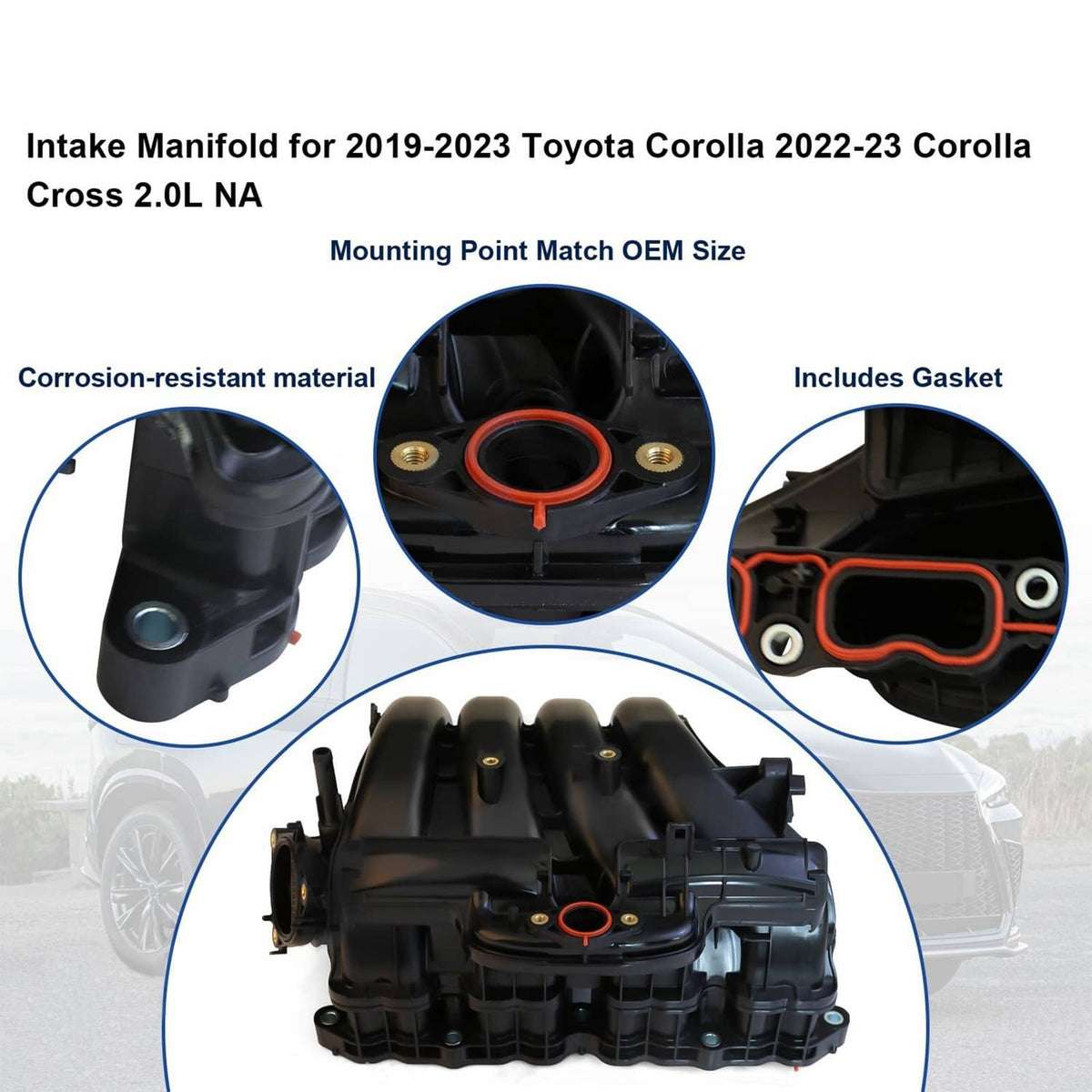 Solidspare Intake Manifold w/Gasket for 19-23 Toyota Corolla 22-23 Corolla Cross 2.0L -Gas