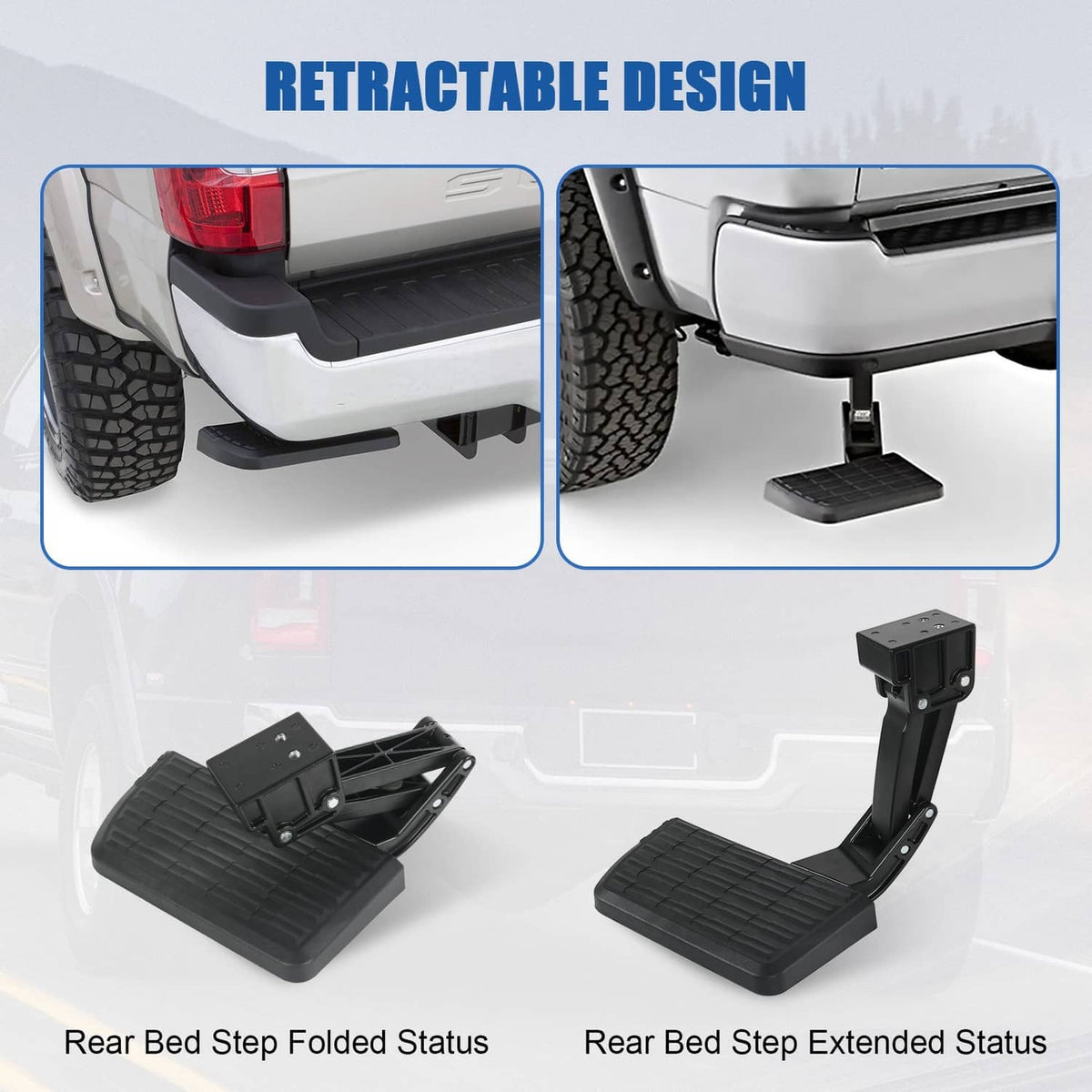 Solidspare Rear Tailgate Bed Side Step Retractable Bumper Step For Dodge Ram 1500 2500 3500