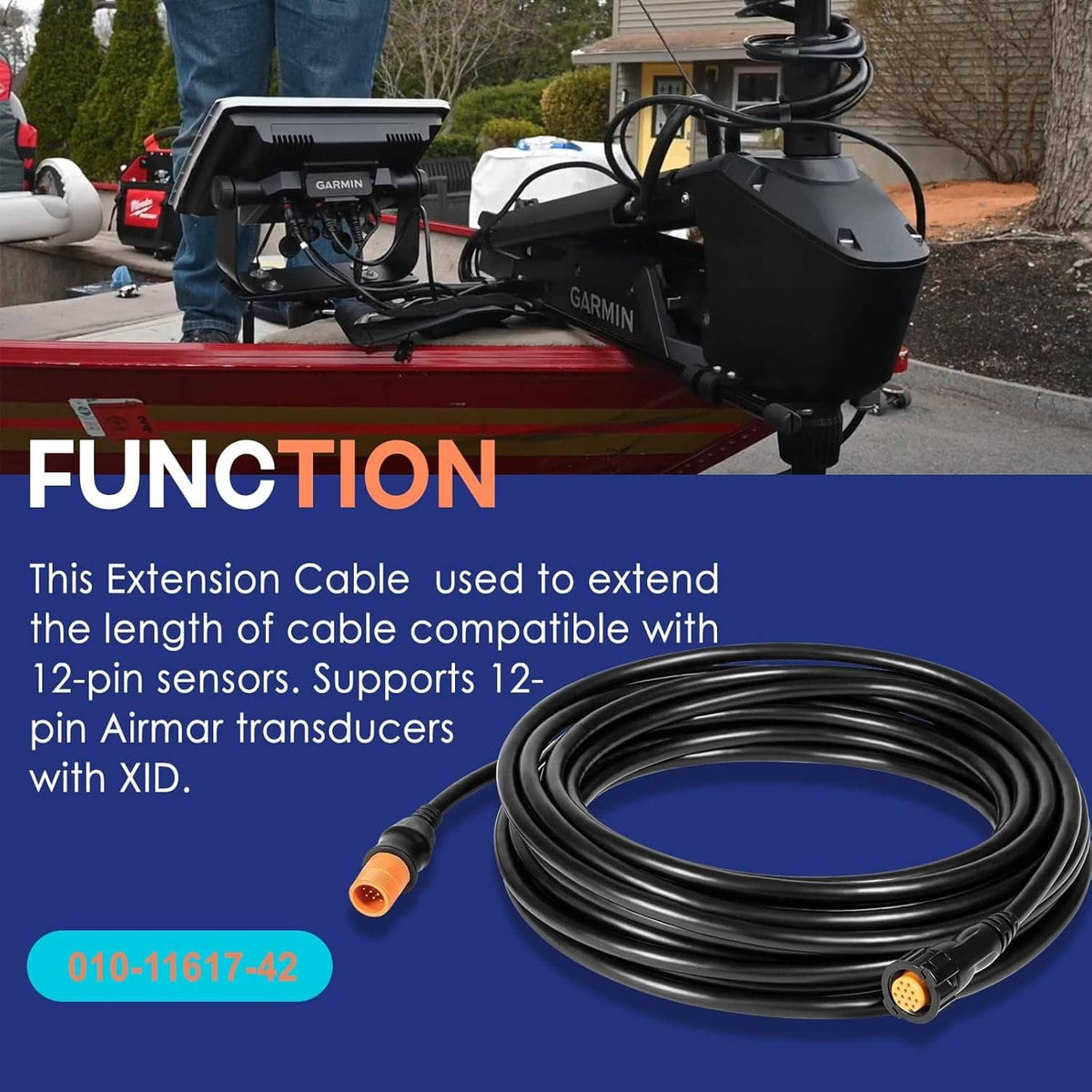 Solidspare Replacement for Garmin 010-11617-42 Transducer Extension Cable - 30' (12 Pin)