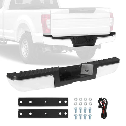 Solidspare Rear Step Bumper FOR 2008-2016 Ford F250 Super Duty Chrome w/o Sensor Holes