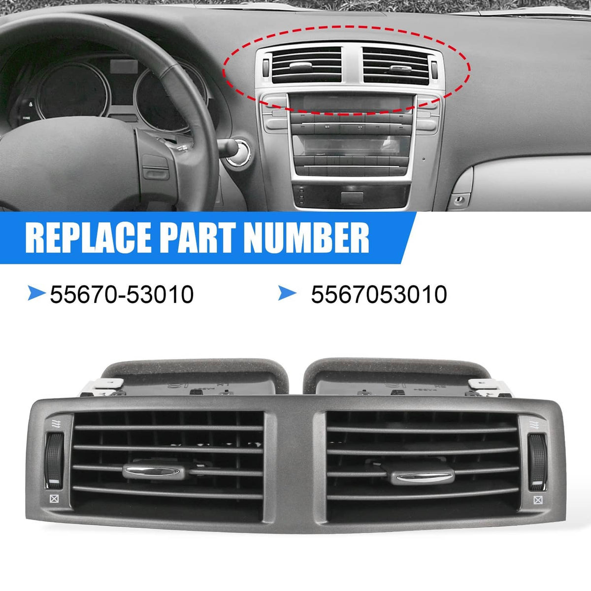 Solidspare For 2006-2009 Lexus IS250 IS350 Instrument Panel AC Heater Air Vent 55670-53010