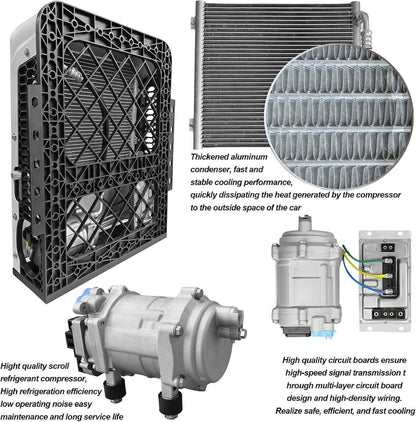 Solidspare 12V 12000BTU Truck Cab Air Conditioner Split AC For Semi Trucks Bus RV Caravan