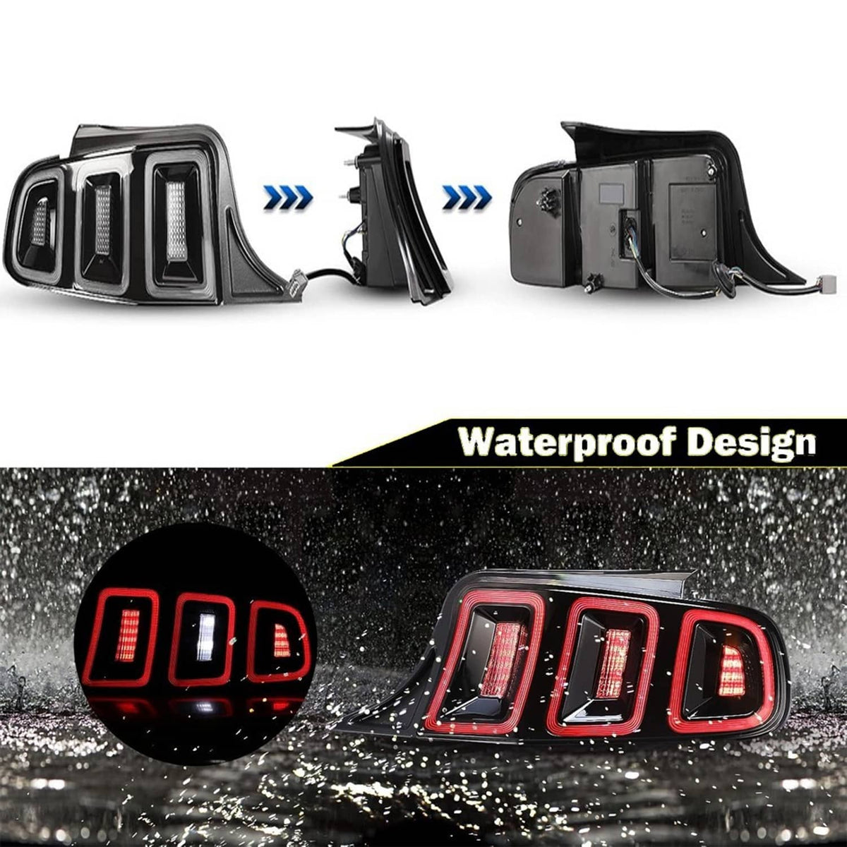 Solidspare Tail Lights Black Brake Lamps For 2010-2014 Ford Mustang Full LED w/ Sequential