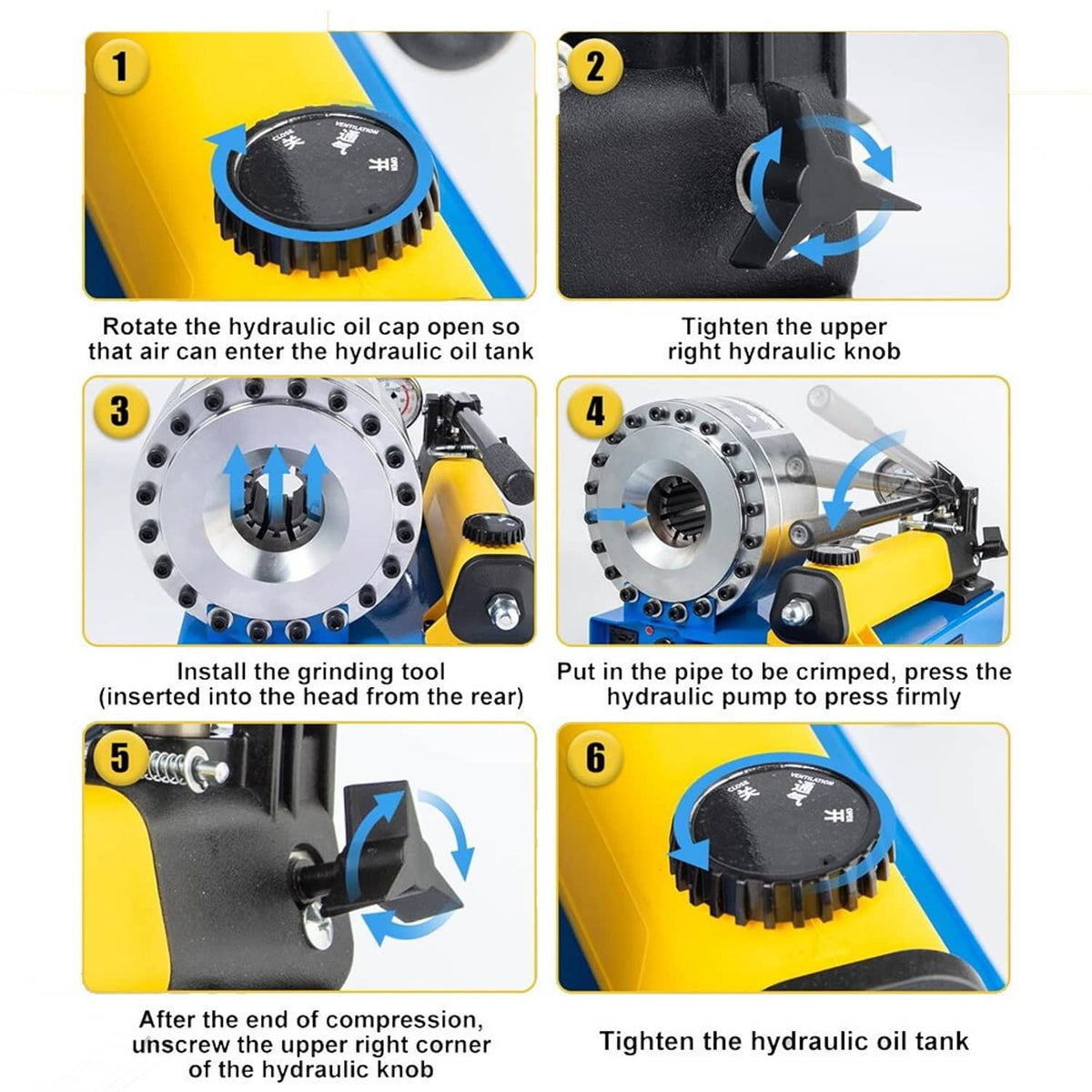 Solidspare New 5600KN Hydraulic Hose Crimper Pipe Clamping Machine w/ 8 Sets Dies 10mm-30mm