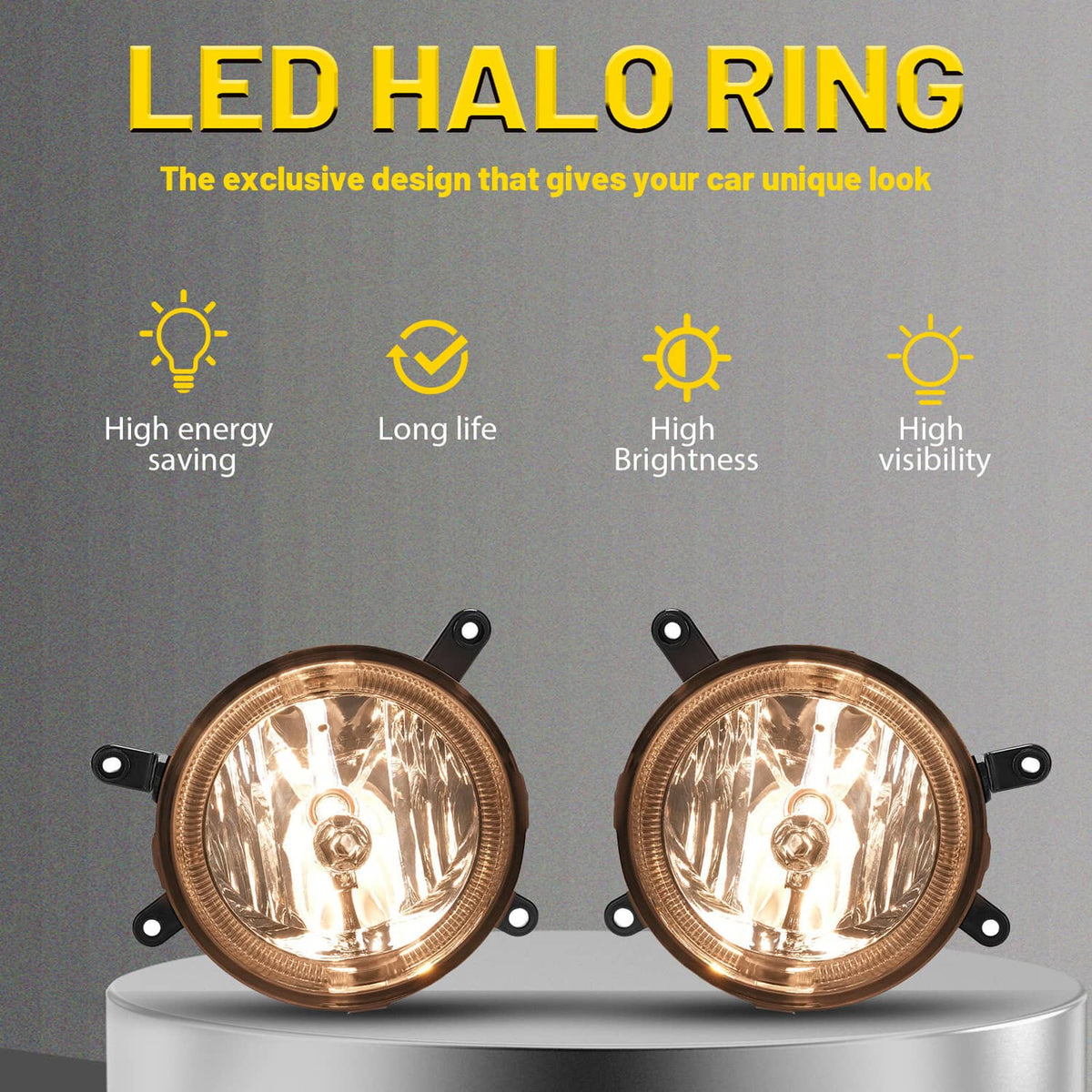 Solid Spare For Ford Mustang GT 2005-2009 Clear Halo Fog Lights Driving Bumper Lamps Pair