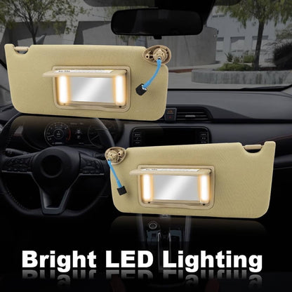 Solidspare Left & Right Side Beige Sun Visor For Honda Accord 2008 - 2017 w/Light & Mirror