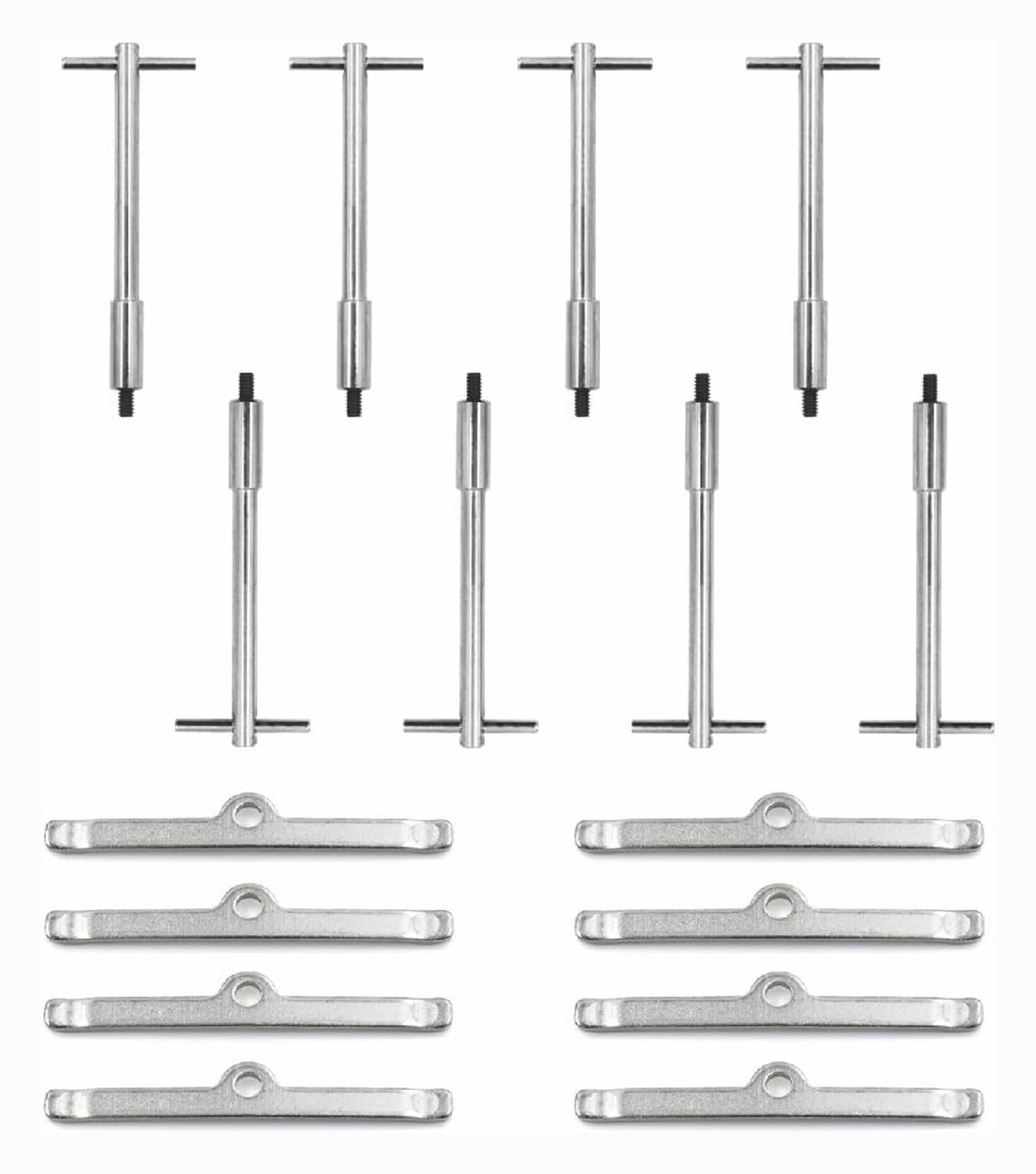 Solid Spare Chrome Tall T-Bar Valve Cover Hold Down Set For Chevy SBC 283 327 350 Bolts Tabs