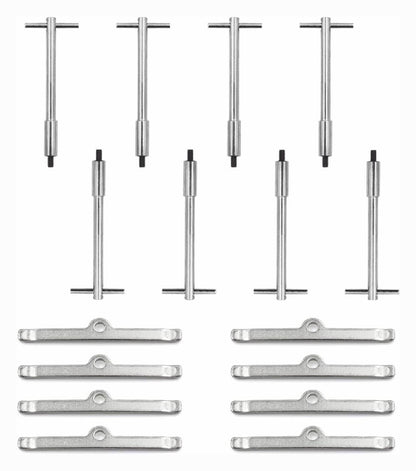 Solid Spare Chrome Tall T-Bar Valve Cover Hold Down Set For Chevy SBC 283 327 350 Bolts Tabs
