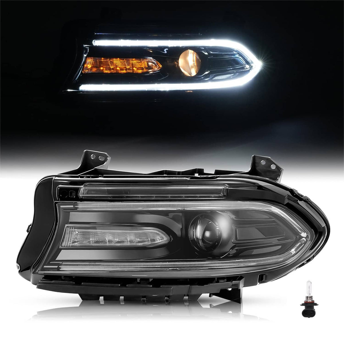 Solid Spare For 2015-2022 2023 Dodge Charger LED DRL Projector Headlight Driver Side Left