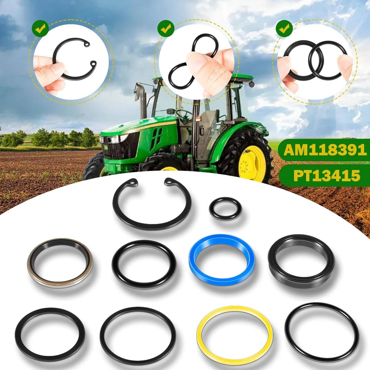 Solid Spare AM118391 Cylinder Seal Kit for John Deere 40 44 60 70 70A Loaders 1-1/2” Bore