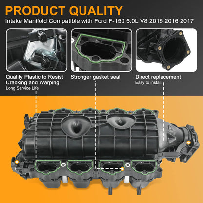 Solidspare intake Manifold W/Gasket for 2015-2017 Ford F-150 5.0L FL3Z-9424-J FL3Z-9424-B
