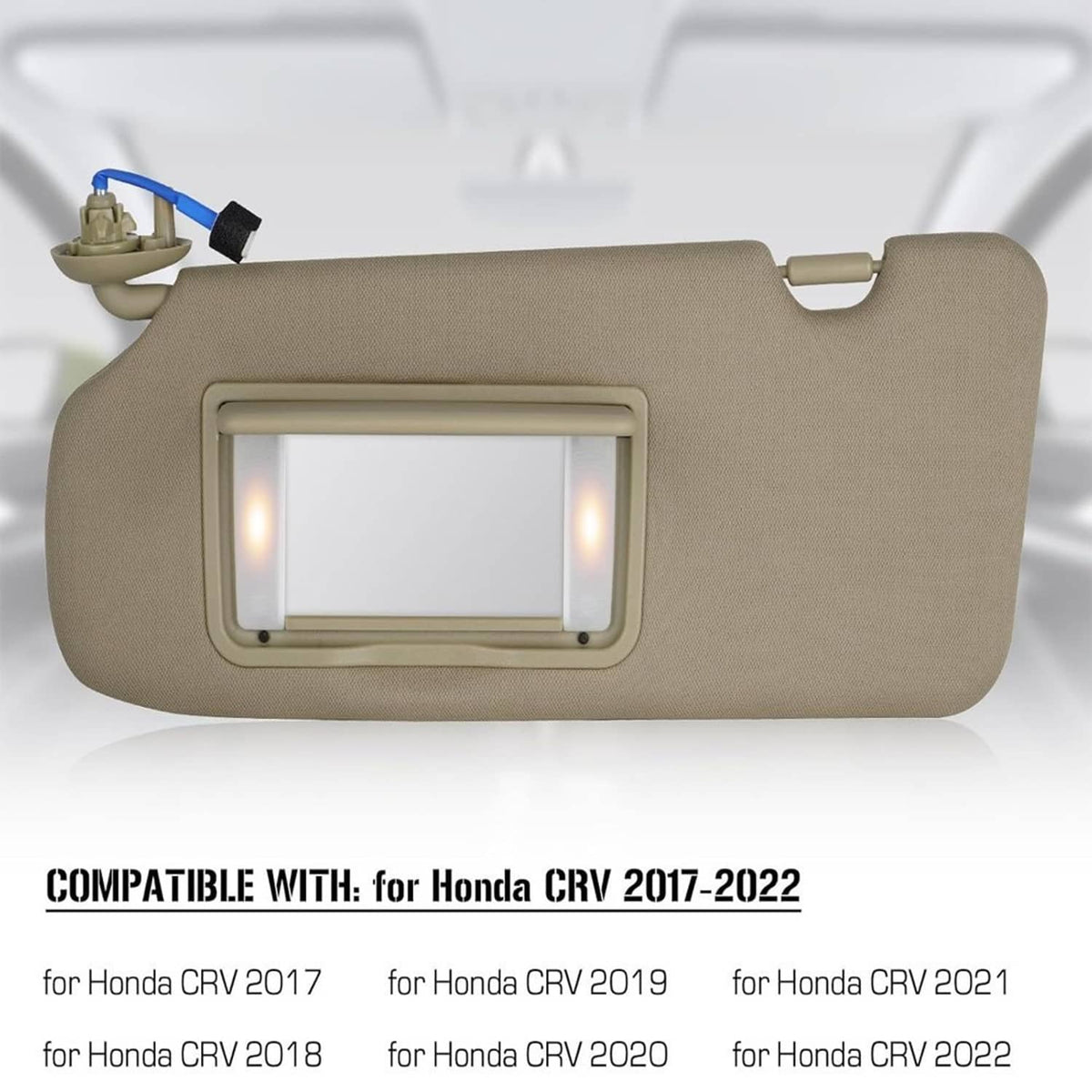 Solidspare Left Driver Side Sun Visor Beige w/Mirror & Light For 2017-2022 Honda CR-V CRV