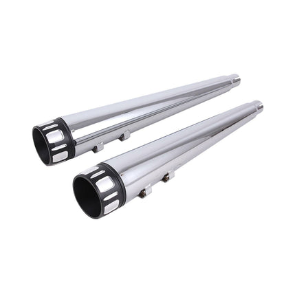 Solidspare 4" CHROME MEGAPHONE SLIP-ON MUFFLERS EXHAUST PIPES FOR HARLEY TOURING BAGGERS