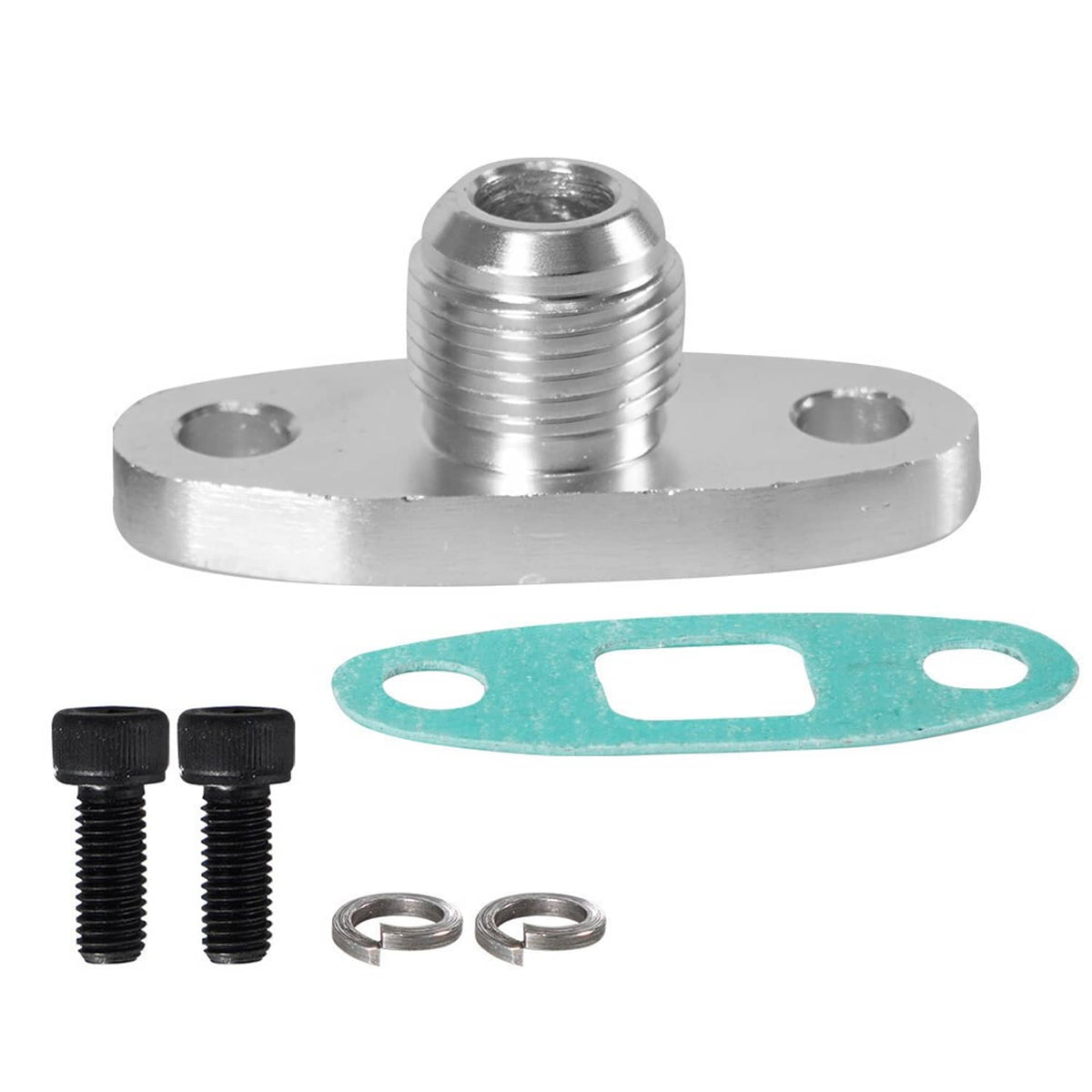 Solidspare Turbo Oil Drain Outlet Flange Gasket Adapter Kit Set 10AN 10 AN Fitting T3 T4