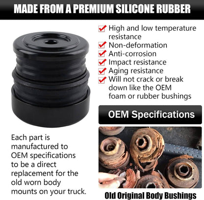 Solidspare New Body Mount Bushing Kit Silicone for 08-16 Ford F250 F350 Super Duty Crew Cab