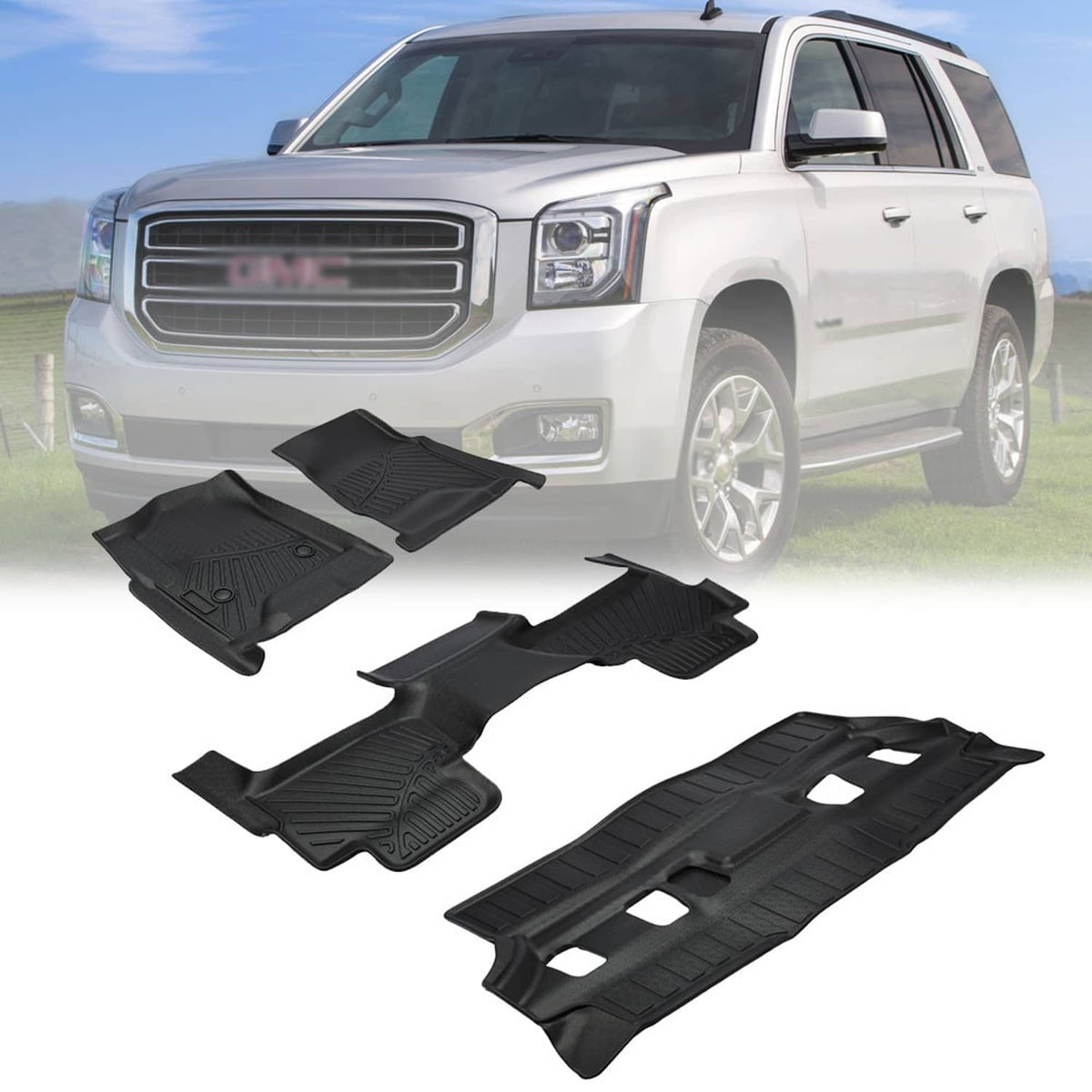 Solidspare All Weather 4Pcs/Set Floor Mats Liner For 2015-2020 Chevrolet Tahoe / GMC Yukon