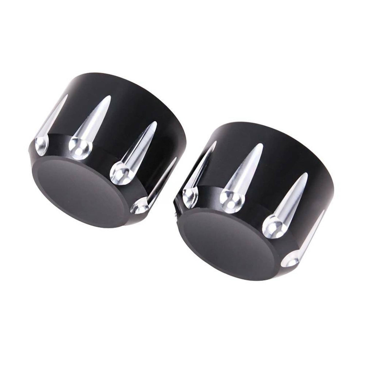 Solidspare Black Thick Cut Front Axle Cap Nut Covers For Harley Touring Road Glide King